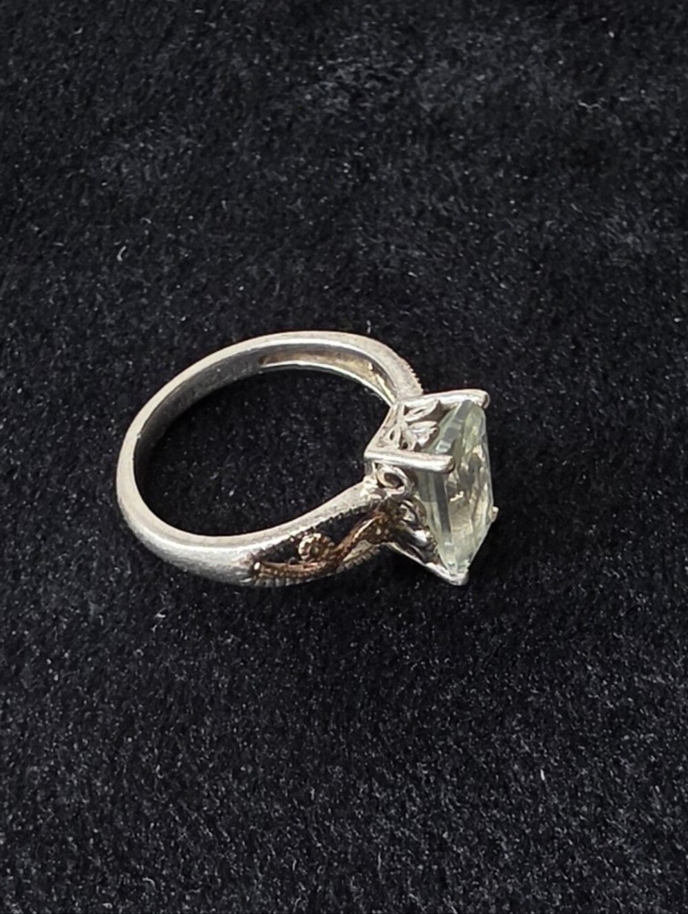 Designer Michelle Albala LORENZO 925/14k  Ring W/Emerald Cut Stone Size 6.5